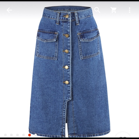 YICHAOYILIANG Button Jean Mom High Waisted Skirt - Picture 3 of 6